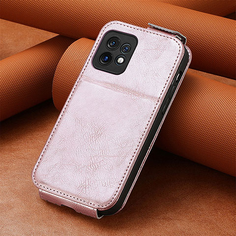 Handytasche Flip Schutzhülle Leder S01D für Motorola Moto Edge Plus (2023) 5G Rosegold