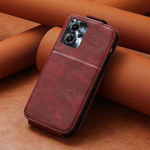 Handytasche Flip Schutzhülle Leder S01D für Motorola Moto G13 Rot