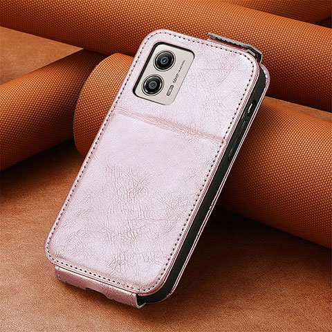 Handytasche Flip Schutzhülle Leder S01D für Motorola Moto G53 5G Rosegold