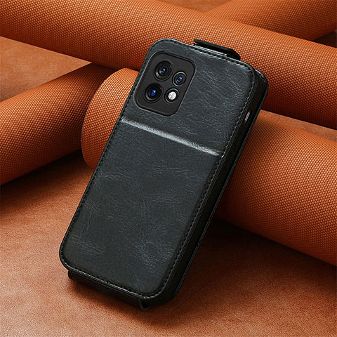 Handytasche Flip Schutzhülle Leder S01D für Motorola Moto X40 5G Schwarz