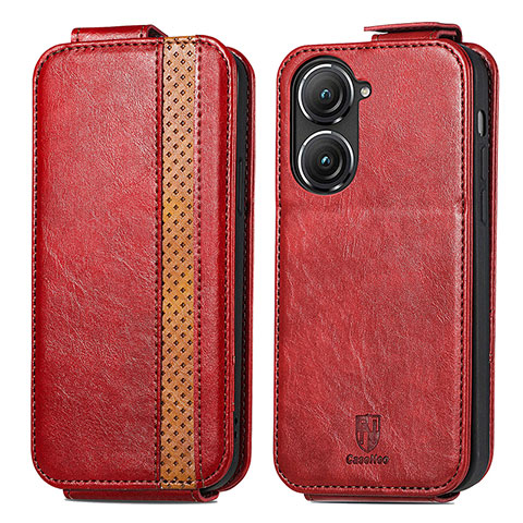 Handytasche Flip Schutzhülle Leder S02D für Asus Zenfone 9 Rot