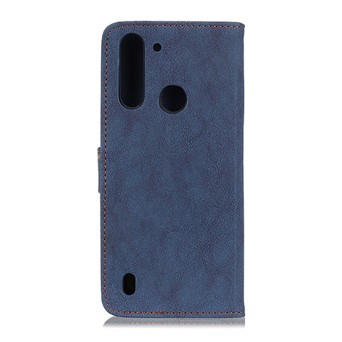 Handytasche Stand Schutzhülle Flip Leder Hülle A01D für Motorola Moto One Fusion Blau