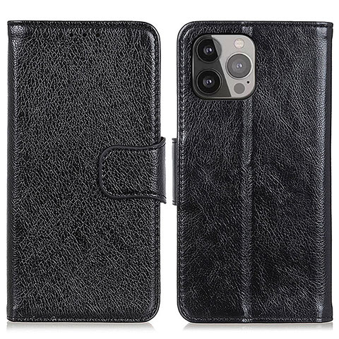 Handytasche Stand Schutzhülle Flip Leder Hülle A02 für Apple iPhone 15 Pro Schwarz