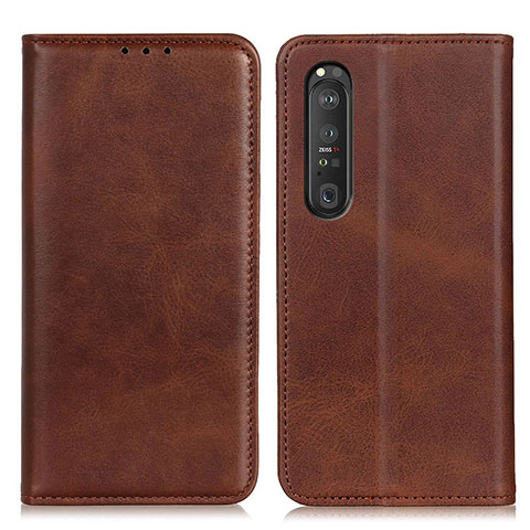 Handytasche Stand Schutzhülle Flip Leder Hülle A02D für Sony Xperia 1 III Braun