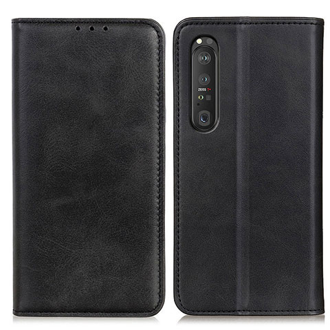 Handytasche Stand Schutzhülle Flip Leder Hülle A02D für Sony Xperia 1 III Schwarz