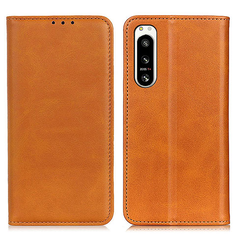 Handytasche Stand Schutzhülle Flip Leder Hülle A02D für Sony Xperia 5 IV Hellbraun