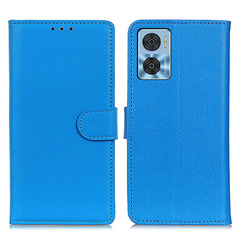 Handytasche Stand Schutzhülle Flip Leder Hülle A03D für Motorola Moto E22 Hellblau