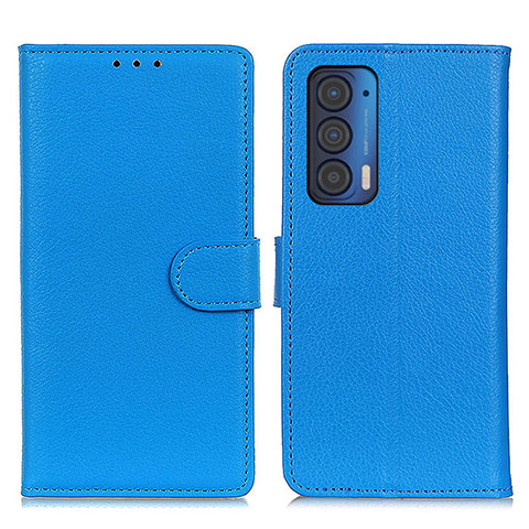 Handytasche Stand Schutzhülle Flip Leder Hülle A03D für Motorola Moto Edge (2021) 5G Hellblau