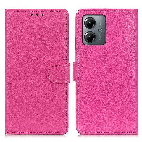 Handytasche Stand Schutzhülle Flip Leder Hülle A03D für Motorola Moto G14 Pink