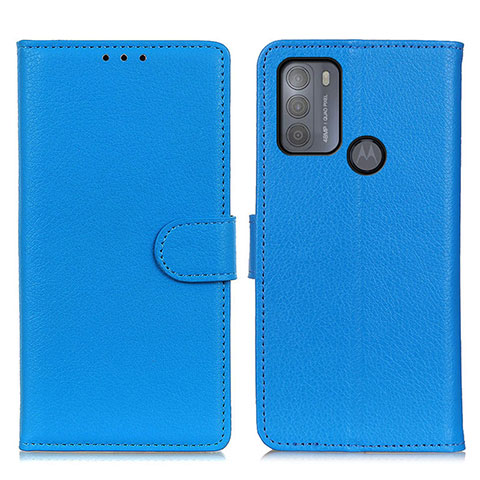 Handytasche Stand Schutzhülle Flip Leder Hülle A03D für Motorola Moto G50 Hellblau