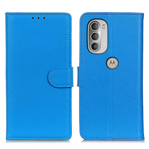 Handytasche Stand Schutzhülle Flip Leder Hülle A03D für Motorola Moto G51 5G Hellblau