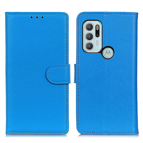 Handytasche Stand Schutzhülle Flip Leder Hülle A03D für Motorola Moto G60s Hellblau