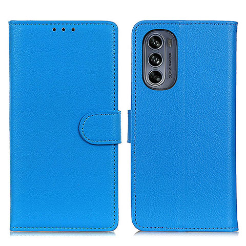 Handytasche Stand Schutzhülle Flip Leder Hülle A03D für Motorola Moto G62 5G Hellblau