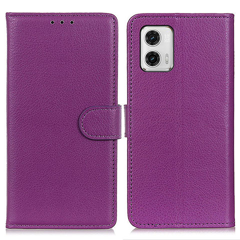 Handytasche Stand Schutzhülle Flip Leder Hülle A03D für Motorola Moto G73 5G Violett