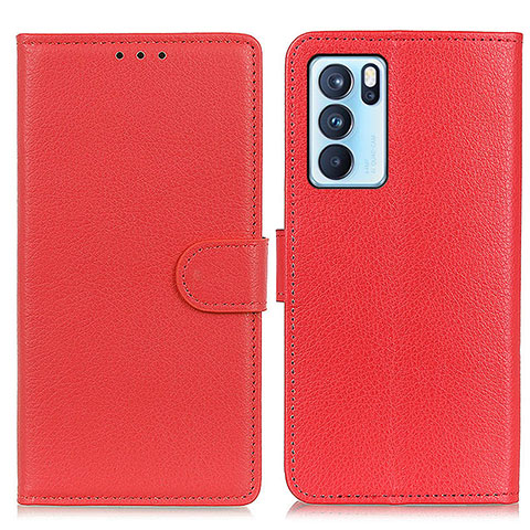 Handytasche Stand Schutzhülle Flip Leder Hülle A03D für Oppo Reno6 Pro 5G India Rot