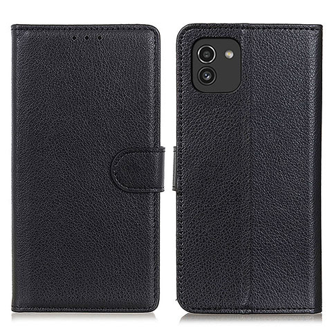 Handytasche Stand Schutzhülle Flip Leder Hülle A03D für Samsung Galaxy A03 Schwarz