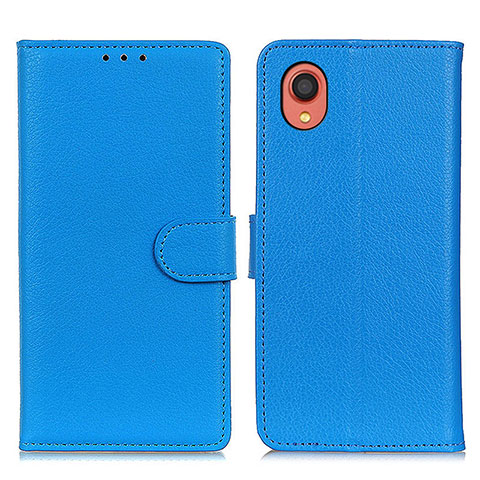 Handytasche Stand Schutzhülle Flip Leder Hülle A03D für Samsung Galaxy A22 5G SC-56B Hellblau