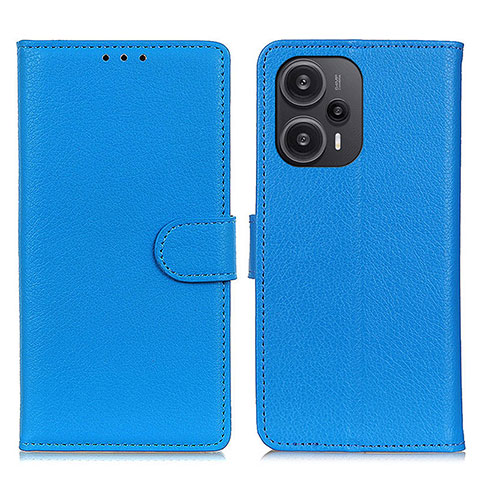 Handytasche Stand Schutzhülle Flip Leder Hülle A03D für Xiaomi Poco F5 5G Hellblau