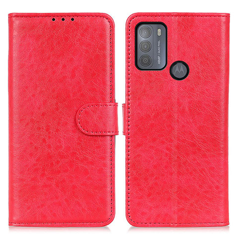 Handytasche Stand Schutzhülle Flip Leder Hülle A04D für Motorola Moto G50 Rot