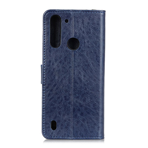 Handytasche Stand Schutzhülle Flip Leder Hülle A04D für Motorola Moto One Fusion Blau