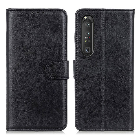 Handytasche Stand Schutzhülle Flip Leder Hülle A04D für Sony Xperia 1 III Schwarz