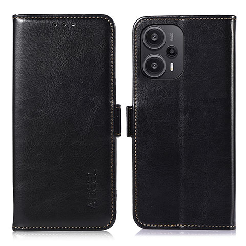 Handytasche Stand Schutzhülle Flip Leder Hülle A04D für Xiaomi Redmi Note 12 Turbo 5G Schwarz