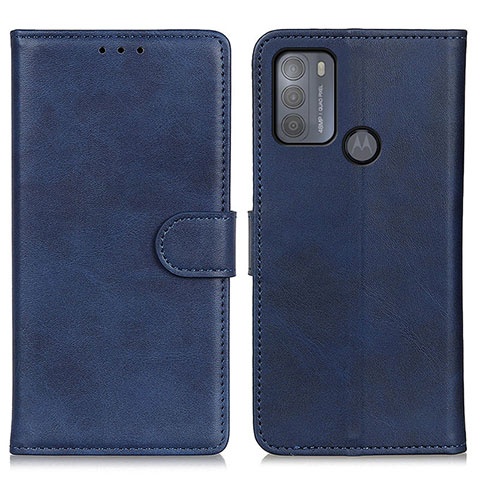 Handytasche Stand Schutzhülle Flip Leder Hülle A05D für Motorola Moto G50 Blau