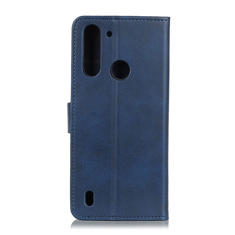 Handytasche Stand Schutzhülle Flip Leder Hülle A05D für Motorola Moto One Fusion Blau