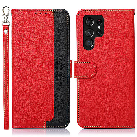 Handytasche Stand Schutzhülle Flip Leder Hülle A05D für Samsung Galaxy S21 Ultra 5G Rot