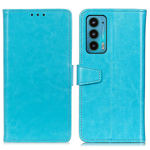 Handytasche Stand Schutzhülle Flip Leder Hülle A06D für Motorola Moto Edge 20 5G Hellblau