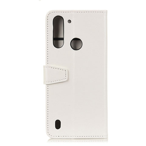 Handytasche Stand Schutzhülle Flip Leder Hülle A06D für Motorola Moto One Fusion Weiß