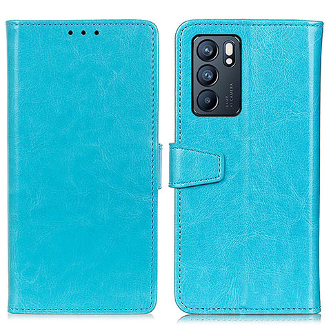 Handytasche Stand Schutzhülle Flip Leder Hülle A06D für Oppo Reno6 5G Hellblau