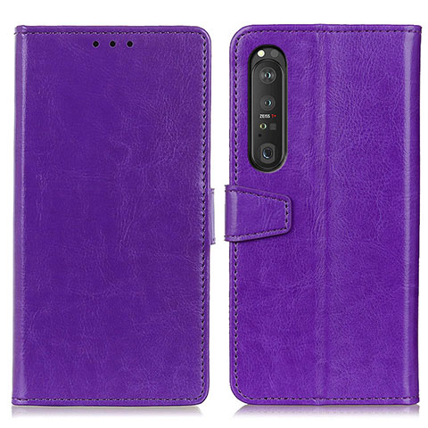 Handytasche Stand Schutzhülle Flip Leder Hülle A06D für Sony Xperia 1 III Violett