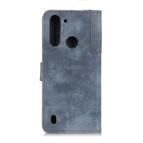 Handytasche Stand Schutzhülle Flip Leder Hülle A07D für Motorola Moto One Fusion Blau