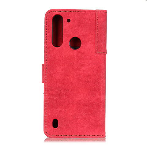 Handytasche Stand Schutzhülle Flip Leder Hülle A07D für Motorola Moto One Fusion Rot