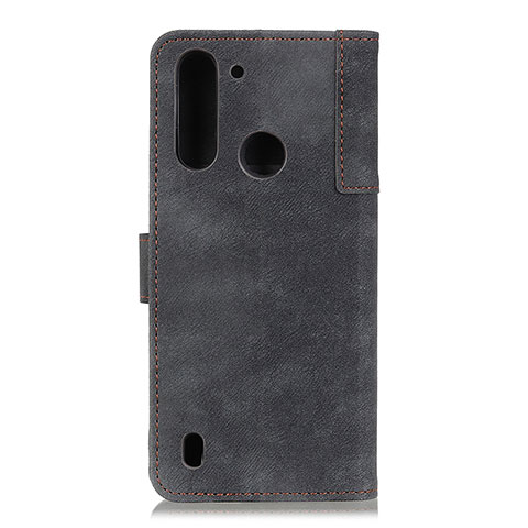 Handytasche Stand Schutzhülle Flip Leder Hülle A07D für Motorola Moto One Fusion Schwarz