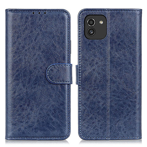 Handytasche Stand Schutzhülle Flip Leder Hülle A07D für Samsung Galaxy A03 Blau