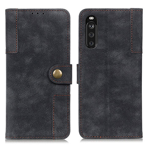 Handytasche Stand Schutzhülle Flip Leder Hülle A07D für Sony Xperia 10 III Schwarz