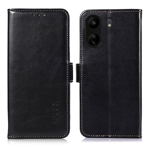 Handytasche Stand Schutzhülle Flip Leder Hülle A07D für Xiaomi Poco C65 Schwarz