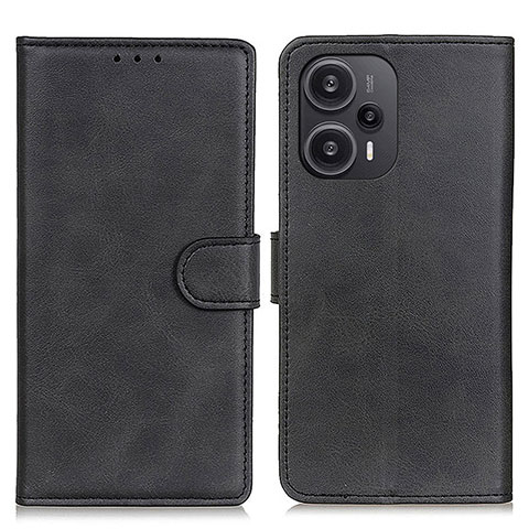 Handytasche Stand Schutzhülle Flip Leder Hülle A07D für Xiaomi Poco F5 5G Schwarz