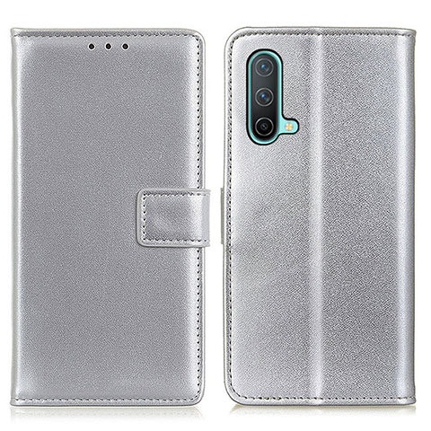 Handytasche Stand Schutzhülle Flip Leder Hülle A08D für OnePlus Nord CE 5G Silber