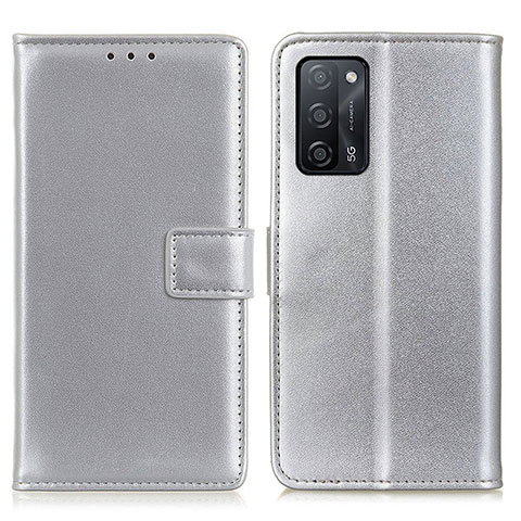 Handytasche Stand Schutzhülle Flip Leder Hülle A08D für Oppo A53s 5G Silber