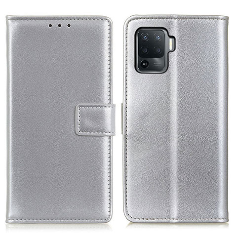 Handytasche Stand Schutzhülle Flip Leder Hülle A08D für Oppo A94 4G Silber