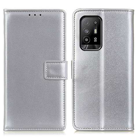 Handytasche Stand Schutzhülle Flip Leder Hülle A08D für Oppo A94 5G Silber