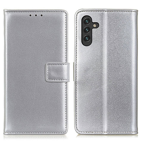 Handytasche Stand Schutzhülle Flip Leder Hülle A08D für Samsung Galaxy A04s Silber