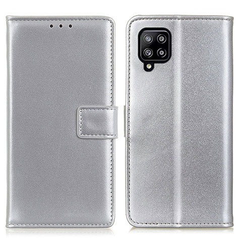 Handytasche Stand Schutzhülle Flip Leder Hülle A08D für Samsung Galaxy A22 4G Silber