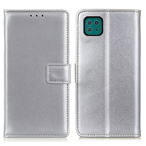 Handytasche Stand Schutzhülle Flip Leder Hülle A08D für Samsung Galaxy A22 5G Silber