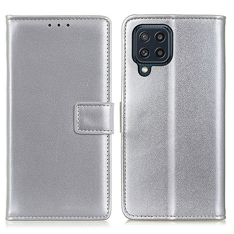 Handytasche Stand Schutzhülle Flip Leder Hülle A08D für Samsung Galaxy M32 4G Silber