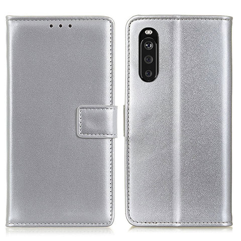 Handytasche Stand Schutzhülle Flip Leder Hülle A08D für Sony Xperia 10 III Lite Silber