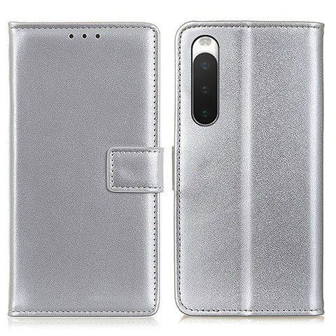 Handytasche Stand Schutzhülle Flip Leder Hülle A08D für Sony Xperia 10 IV SOG07 Silber